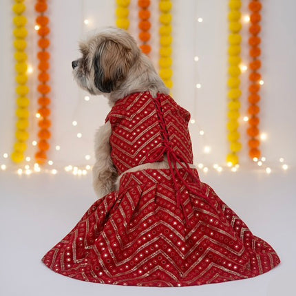 PawTaaka Sequined Lehenga Choli for Dogs & Cats | Premium Festive Ethnic Wear