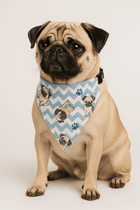 PawTaaka Zigzag Pug Print Bandana – Cool Blue Edition