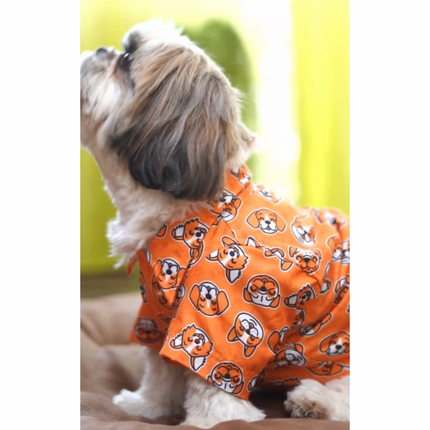 PawTaaka Smiley Faces Dog Shirt – Orange Joy Edition