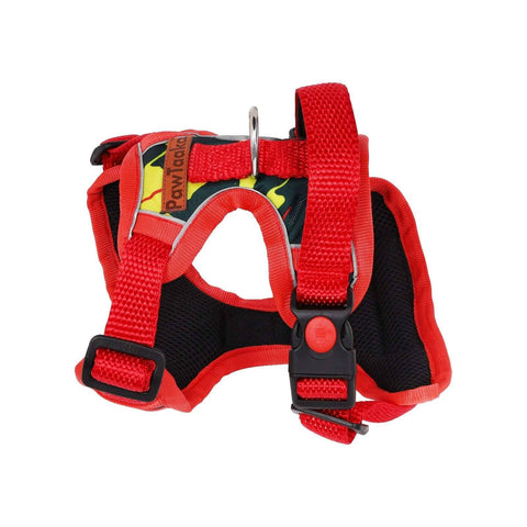 PawTaaka Paint Splatter Reflective Vest Harness – Red & Black (Soft Mesh, Adjustable & Safe)