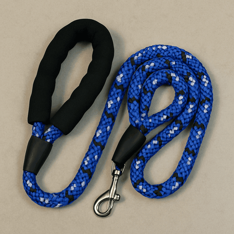 PawTaaka TrailBlazer Dog Rope Leash – Cobalt Blue Patterned