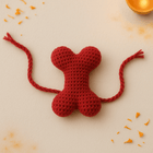 Rakhi Combo for Dogs – red crochet bone-shaped rakhi with braided thread, part of PawTaaka Bandana + Rakhi Gift ₹499 festive set.