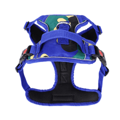 Underside view of PawTaaka Camo Burst Reflective Dog Vest Harness – Blue Jungle showing breathable mesh and ergonomic fit.