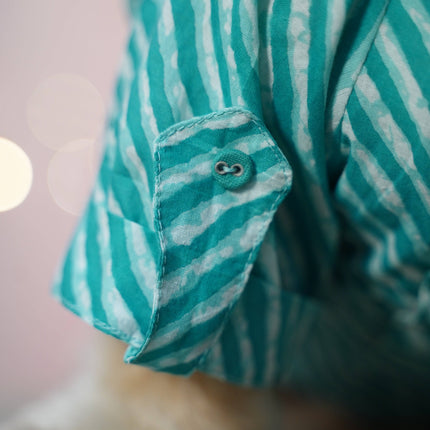 PawTaaka Blue Leheriya Dog Kurta – Festive Vibes