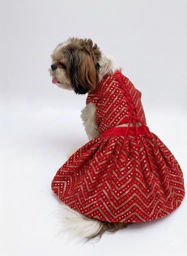 PawTaaka Sequined Lehenga Choli for Dogs & Cats | Premium Festive Ethnic Wear