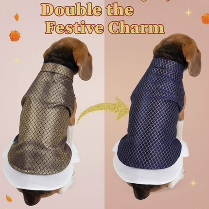 PawTaaka Luxe Reversible Brocade Koti & Cotton Kurta Set for Dogs