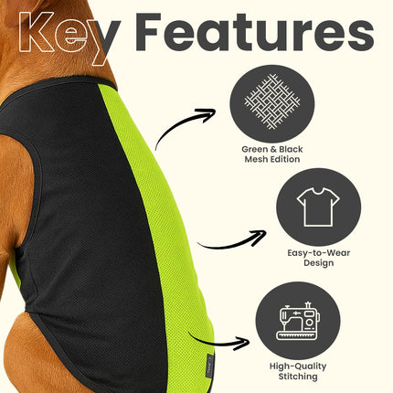 PawTaaka Neon Pulse Dog Vest – Green & Black Mesh Edition