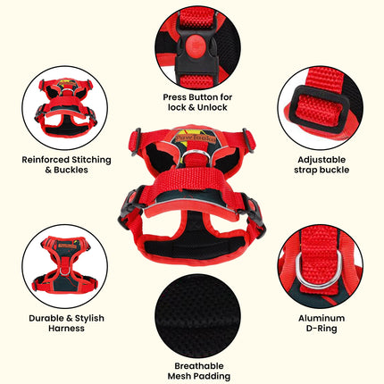 PawTaaka Paint Splatter Reflective Vest Harness – Red & Black (Soft Mesh, Adjustable & Safe)