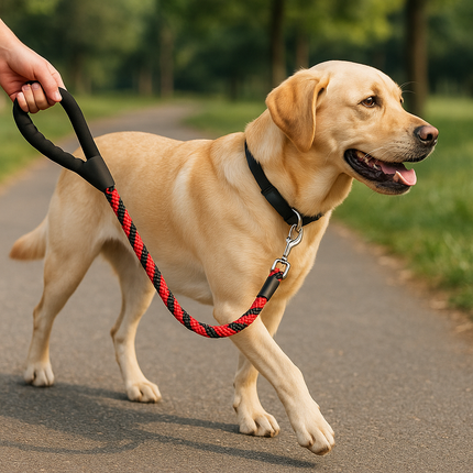 PawTaaka Adventure Grip Dog Leash – Red & Black Rope