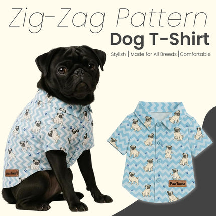 PawTaaka ZigZag Vibes Dog Shirt – Icy Blue Paws Edition