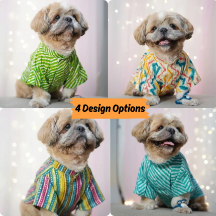 PawTaaka Leheriya Dog Kurta – Choose from 4 Festive Prints