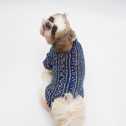 PawTaaka Royal Navy Blue Dog Kurta – Leheriya Festive Vibes