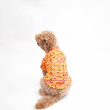 PawTaaka Mustard Yellow Dog Kurta – Traditional Motif Festive Celebration