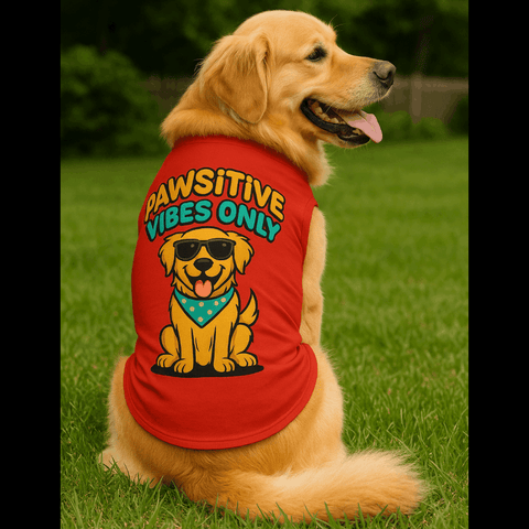 PawTaaka Pawsitive Vibes Dog T-Shirt – Red Graphic Tee
