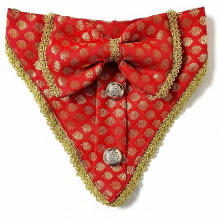 PawTaaka Red Festive Glam Box | Bow Collar, Bandana & Leash Set for Dogs & Cats