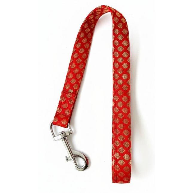 PawTaaka Red Festive Leash for Dogs & Cats | Stylish & Durable Festival Walk Accessory