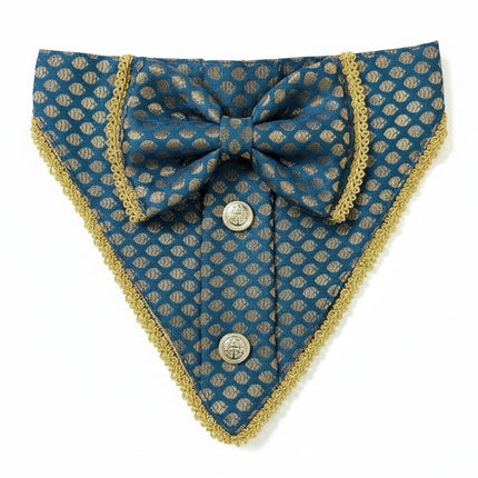 PawTaaka Blue Festive Glam Box | Bow Collar, Bandana & Leash Set for Dogs & Cats