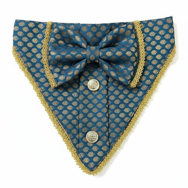 PawTaaka Blue Festive Glam Box | Bow Collar, Bandana & Leash Set for Dogs & Cats