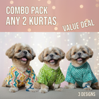 Dog Leheriya Kurta Combo Pack of 2 - Indian Festive Pet Outfit