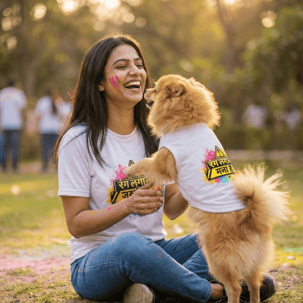 Holi Rang Lagana Twinning T-Shirts – Pet Parent & Dog