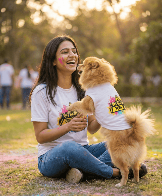 Holi Rang Lagana Twinning T-Shirts – Pet Parent & Dog