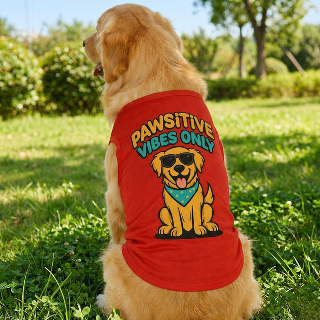 PawTaaka Pawsitive Vibes Dog T-Shirt – Red Graphic Tee