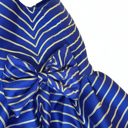 Royal Blue Golden Zigzag Dog Dress – Festive & Wedding Celebration Wear