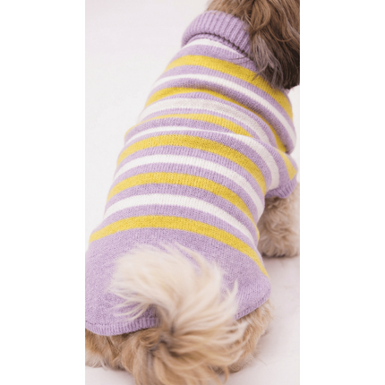 PawTaaka Cozy Knit Striped Sweater – Purple & Yellow