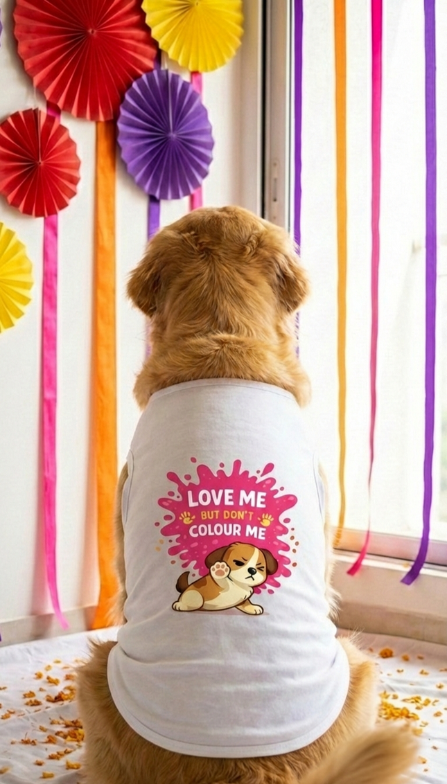 PawTaaka Love Me Don't Colour Me Holi Dog & Cat T-Shirt